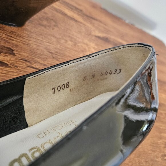 Vintage Magdesians Winklepicker Black Patent Leather Pointed Toe Bow Heels 60s 8 - Picture 4 of 8